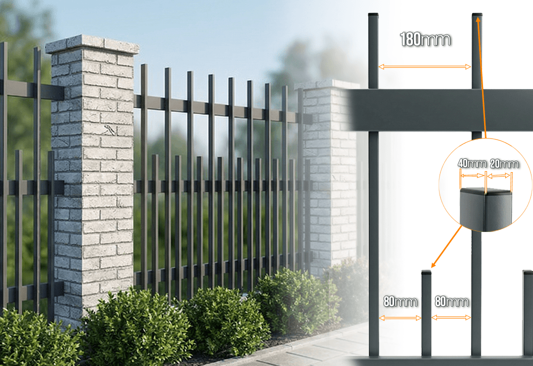 Gard Profilat Verical 40x20 PAS 180/80 — Jet black