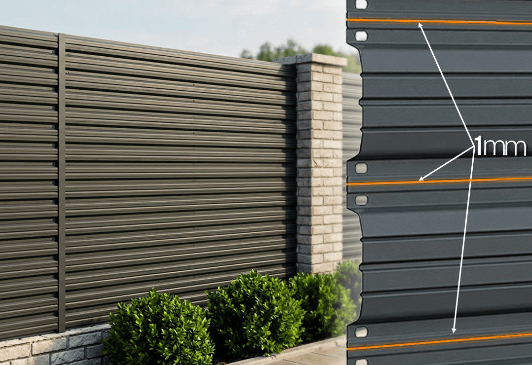 Gard Șipcă  Orizontal 111 — Anthracite grey, Chocolate brown, Stone grey