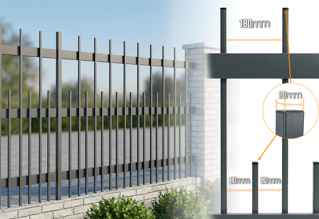 Gard Profilat Vertical 20x20 PAS 180/80 — Jet black