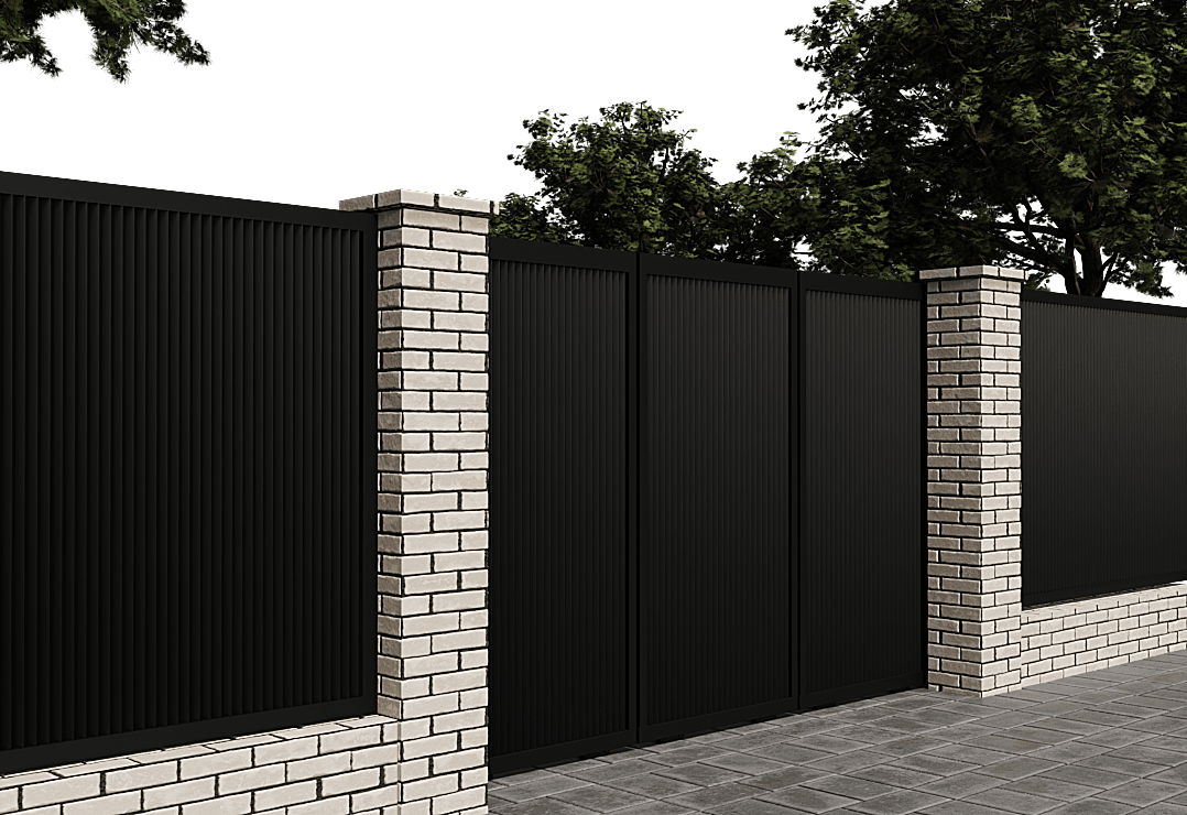 Poartă Glisantă Articulată  Profile Verticale INSIDE U-45 — Jet black, Stone grey, Basalt grey