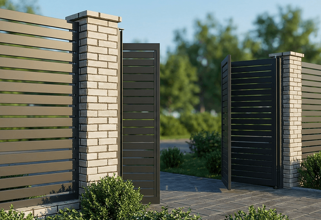 Poartă Bi-Folding Profile Orizontale — Anthracite grey, Chocolate brown, Stone grey