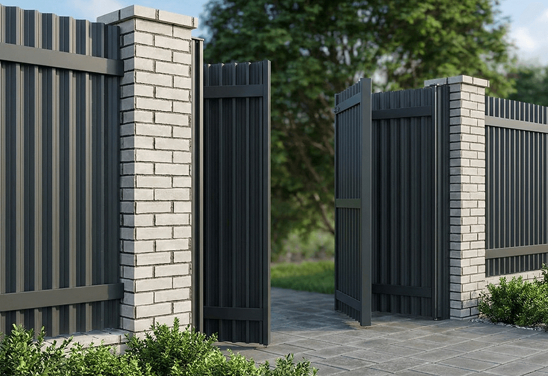 Poartă Bi-Folding Jaluze Verticale — Anthracite grey, Chocolate brown, Stone grey