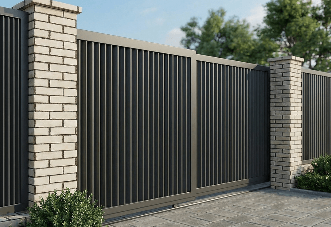 Poartă Glisantă Telescopică  Profile Verticale INSIDE U-45 — Jet black, Stone grey, Basalt grey