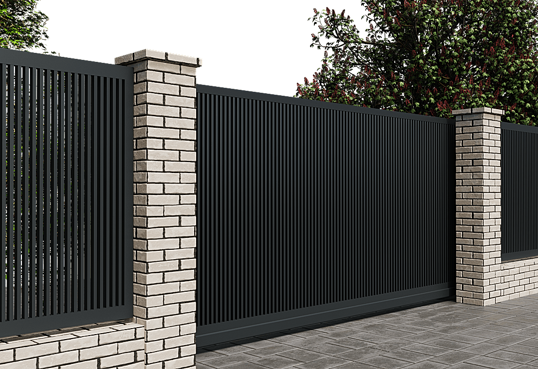 Poarta Autoportantă  Profile Verticale INSIDE — Jet black, Stone grey, Basalt grey