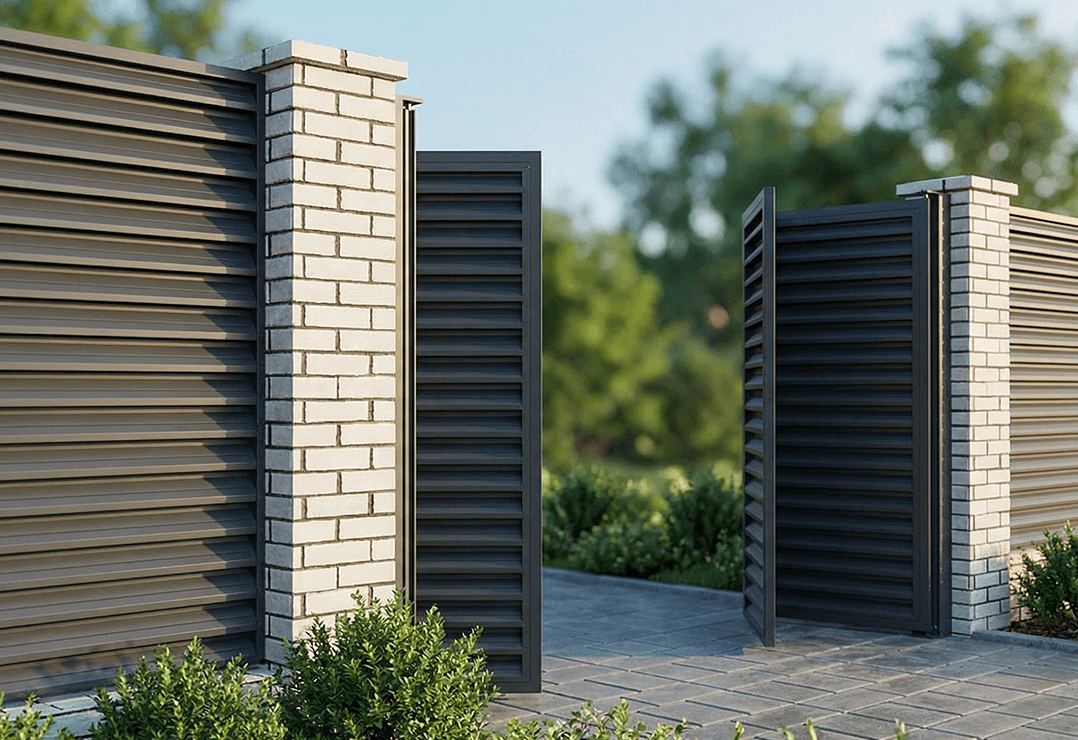 Poartă Bi-Folding Jaluze  — Anthracite grey, Chocolate brown, Stone grey