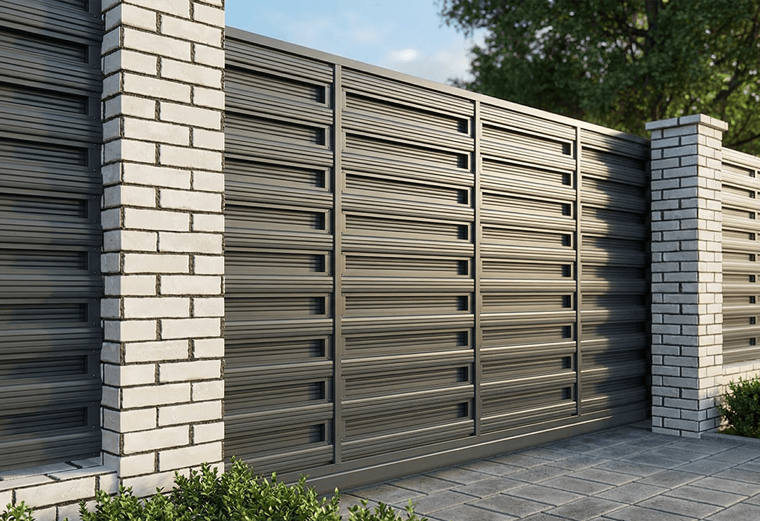 Poarta Autoportantă Șipcă Orizontală — Anthracite grey, Chocolate brown, Stone grey