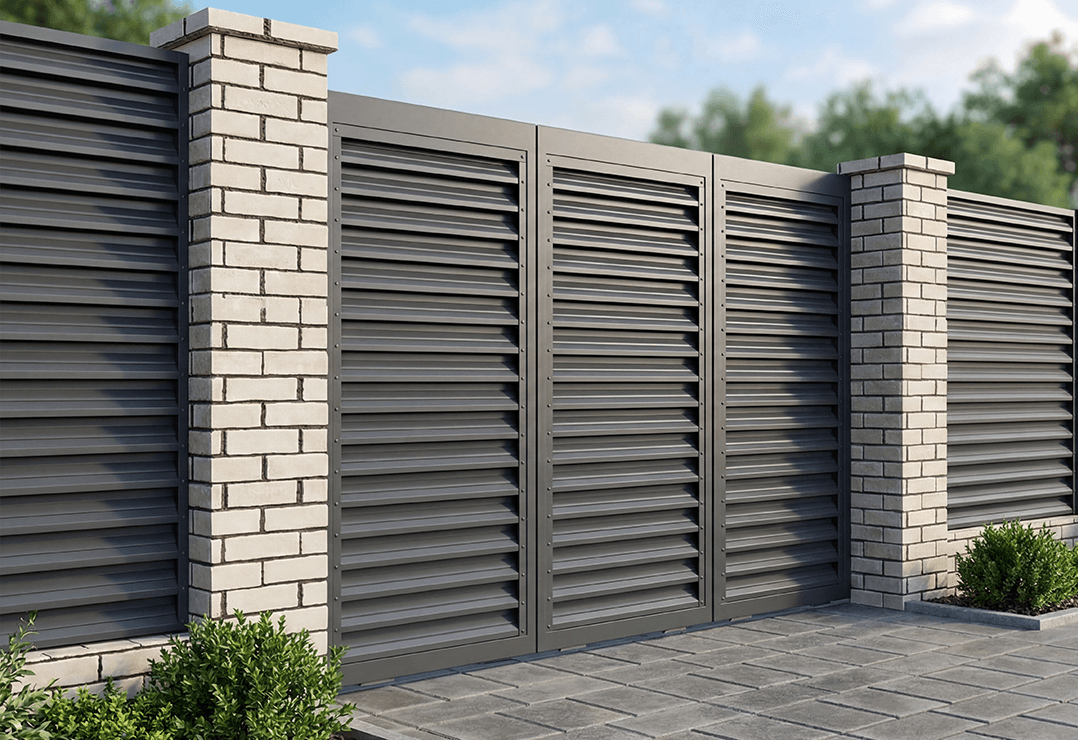 Poartă Glisantă Articulată  Jaluze  — Anthracite grey, Chocolate brown, Stone grey