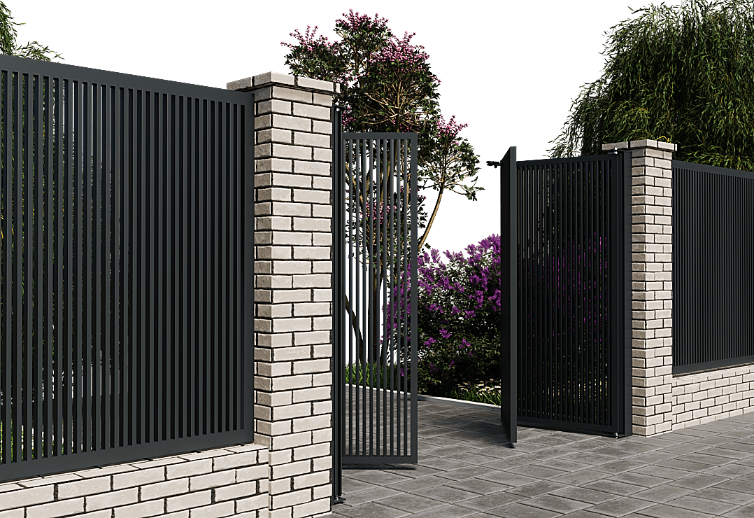 Poartă Bi-Folding  Profile Verticale INSIDE — Jet black, Stone grey, Basalt grey
