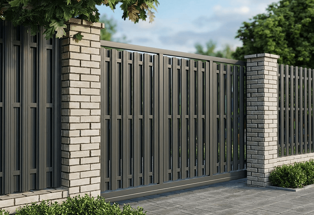 Poarta Autoportantă Șipcă  — Anthracite grey, Chocolate brown, Stone grey