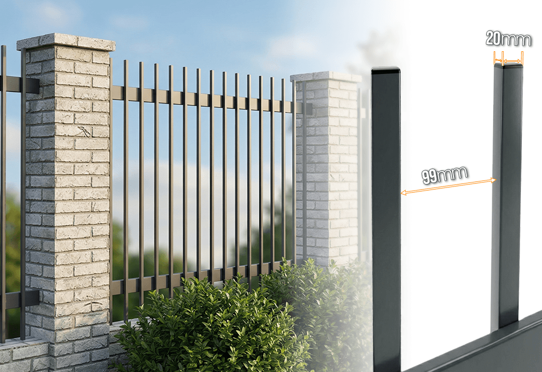 Gard Profilat Vertical 20x20 PAS 99 — Jet black