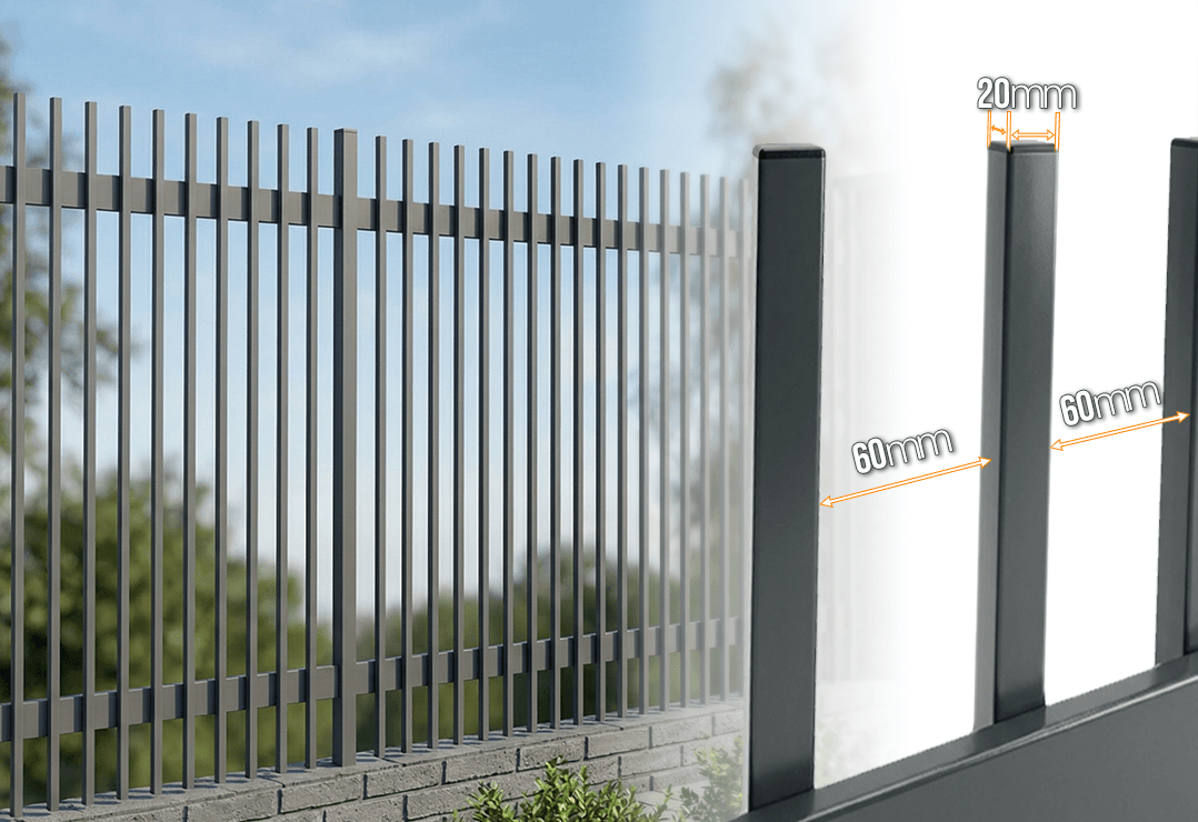 Gard Profilat Vertical 20x20 PAS 60 — Jet black