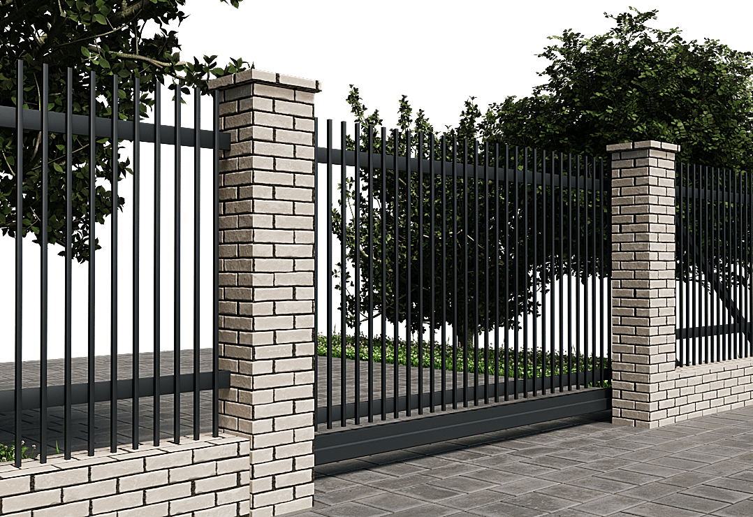 Poarta Autoportantă Profile Verticale 20x20 — Jet black, Stone grey, Basalt grey