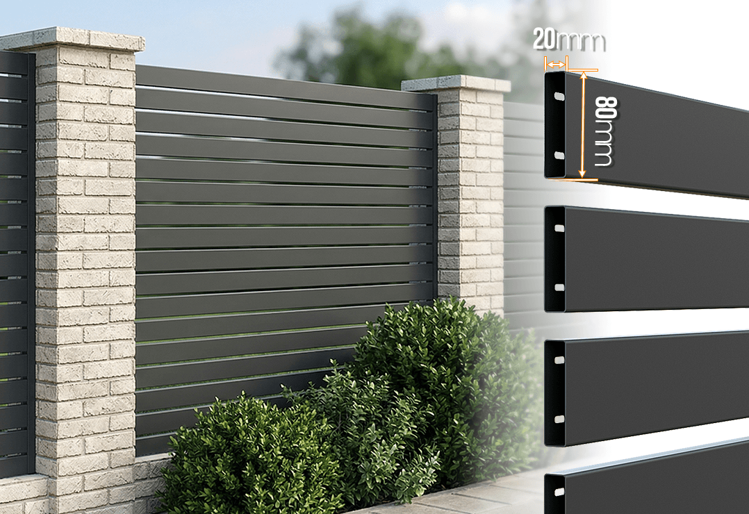 Gard Profilat Orizontal 80mm  — Anthracite grey, Chocolate brown, Stone grey