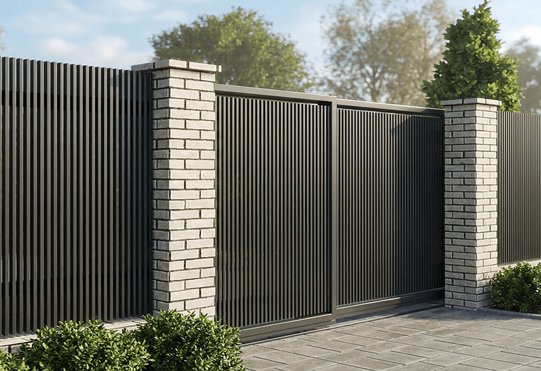 Poartă Glisantă Telescopică  Profile Verticale 40x20 — Jet black, Stone grey, Basalt grey