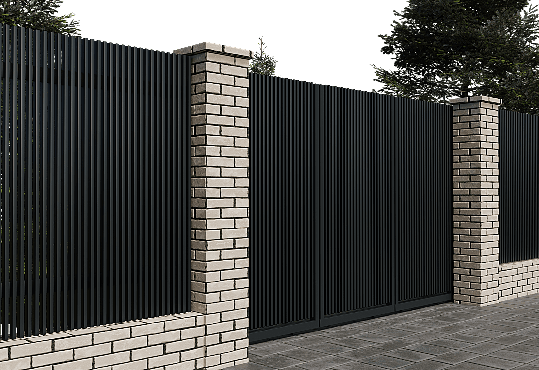Poartă Glisantă Articulată  Profile Verticale 40x20 — Jet black, Stone grey, Basalt grey