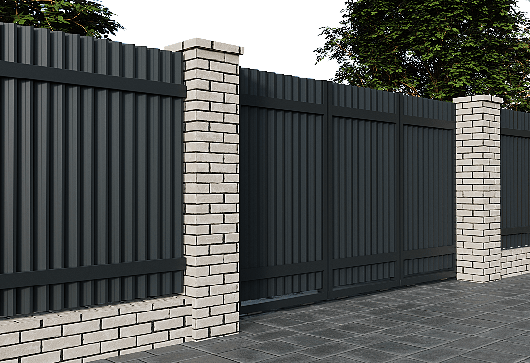 Poartă Glisantă Articulată  Jaluze Verticale — Anthracite grey, Chocolate brown, Stone grey