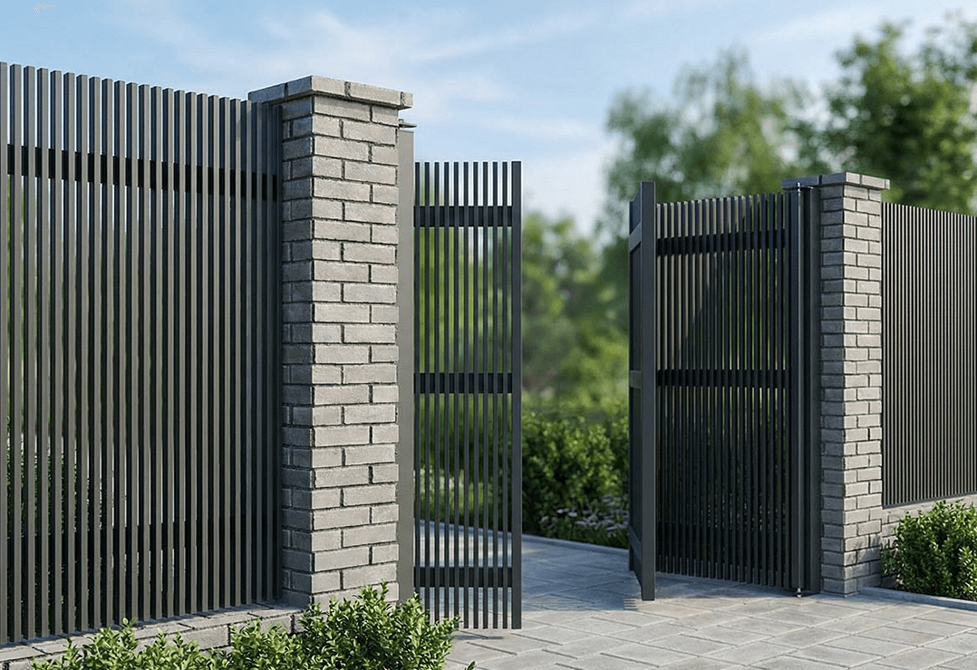 Poartă Bi-Folding Profile Verticale 40x20 — Jet black, Stone grey, Basalt grey