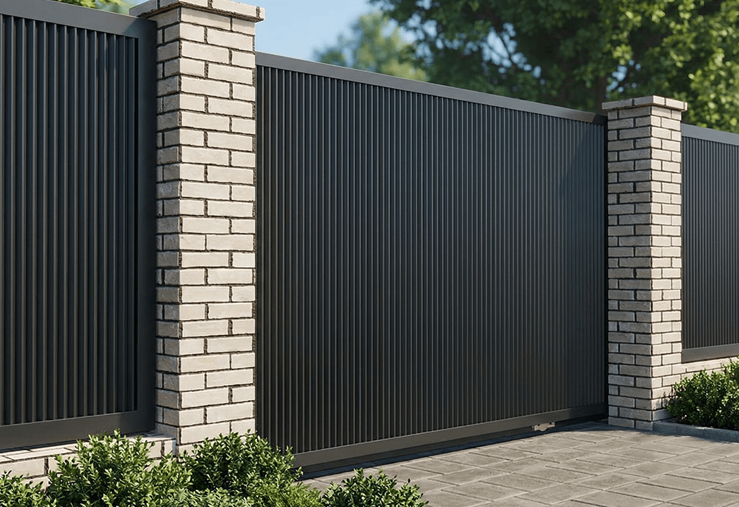 Poartă Glisantă Profile Verticale INSIDE U-45 — Jet black, Stone grey, Basalt grey