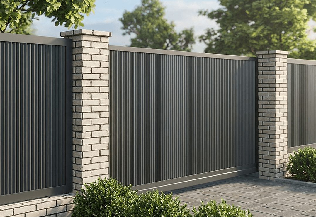 Poarta Autoportantă Profile Verticale INSIDE U-45 — Jet black, Stone grey, Basalt grey