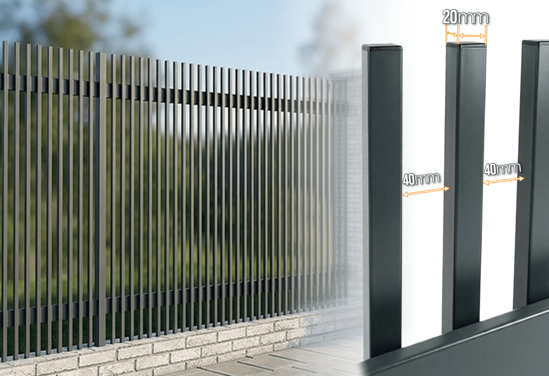 Gard Profilat Vertical 20x20 PAS 40 — Jet black