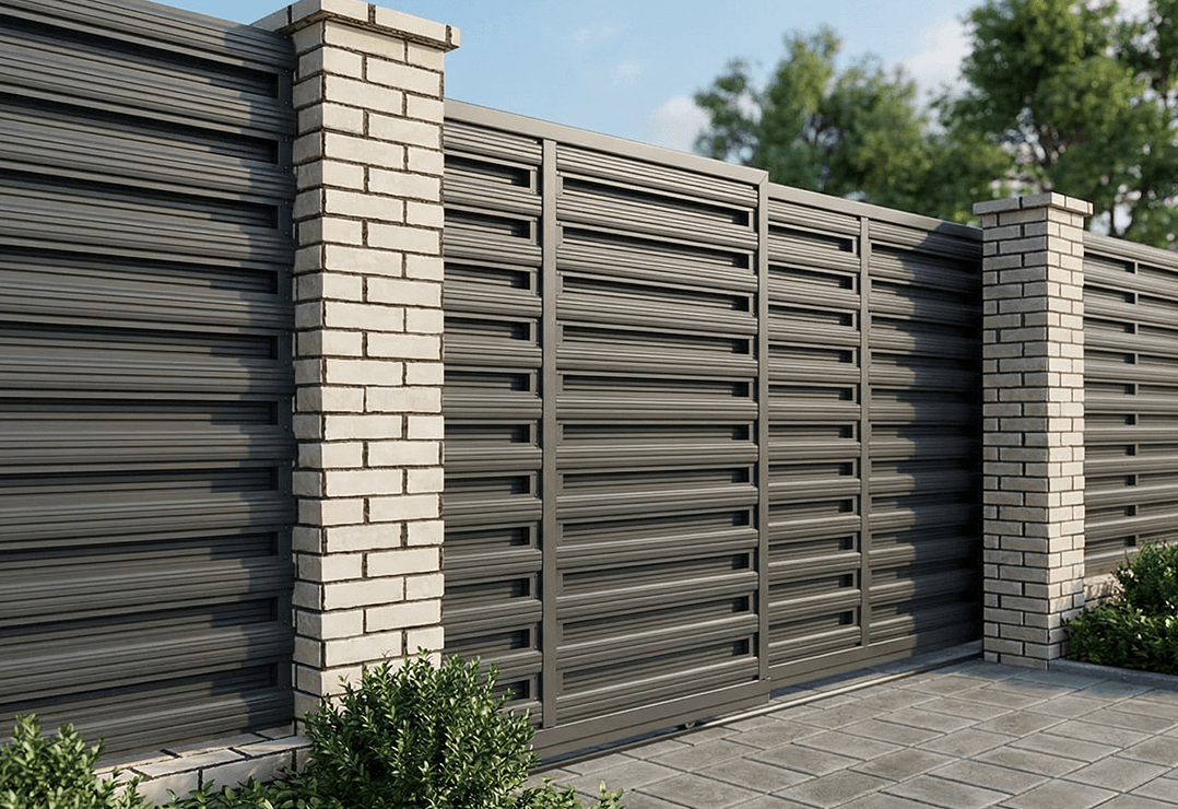 Poartă Glisantă Telescopică  Șipcă Orizontală — Anthracite grey, Chocolate brown, Stone grey