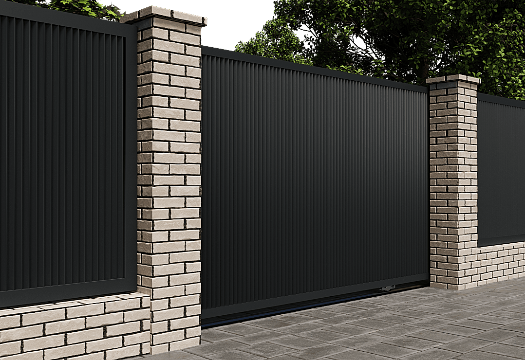 Poartă Glisantă Profile Verticale INSIDE U-45 — Jet black, Stone grey, Basalt grey
