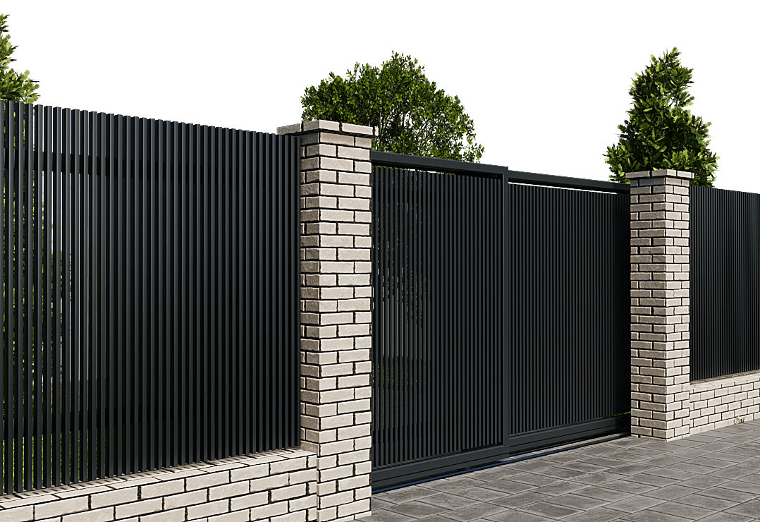 Poartă Glisantă Telescopică  Profile Verticale 40x20 — Jet black, Stone grey, Basalt grey