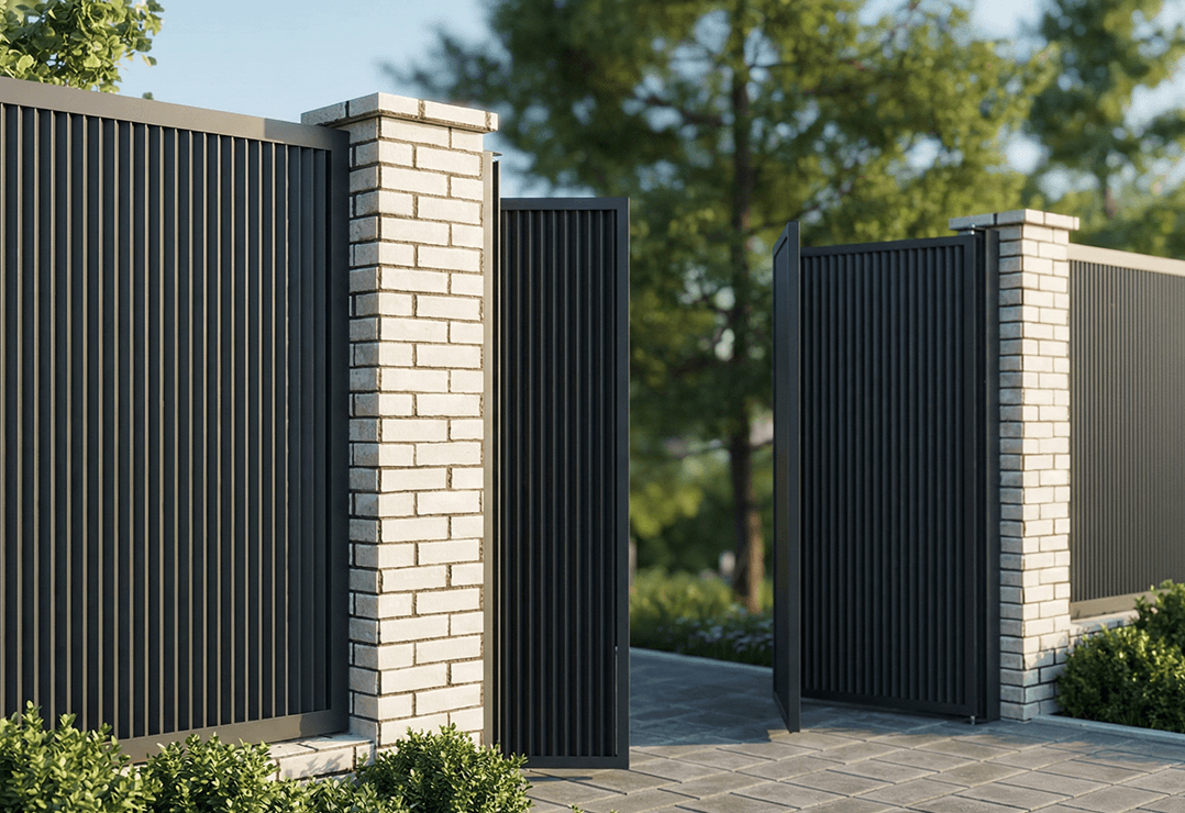 Poartă Bi-Folding Profile Verticale INSIDE U-45 — Jet black, Stone grey, Basalt grey