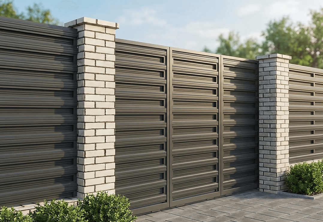 Poartă Glisantă Articulată Șipcă Orizontală — Anthracite grey, Chocolate brown, Stone grey