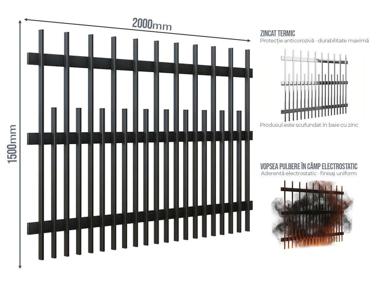 Gard Profilat Verical 40x20 PAS 180/80 - Gard Profilat Verical 40x20 PAS 180/80