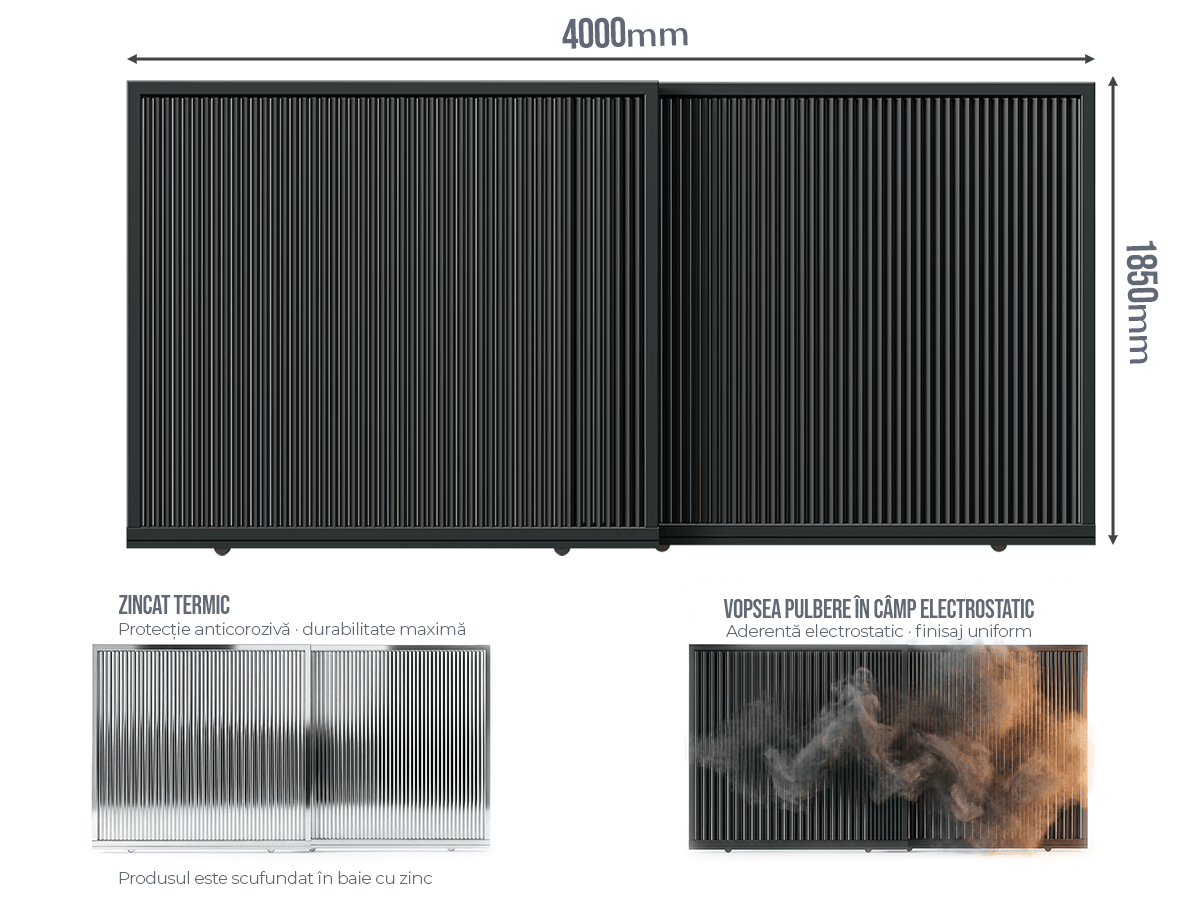 Poartă Glisantă Telescopică Profile Verticale INSIDE U-45 - Poartă Glisantă Telescopică Profile Verticale INSIDE U-45 fără stîlpi