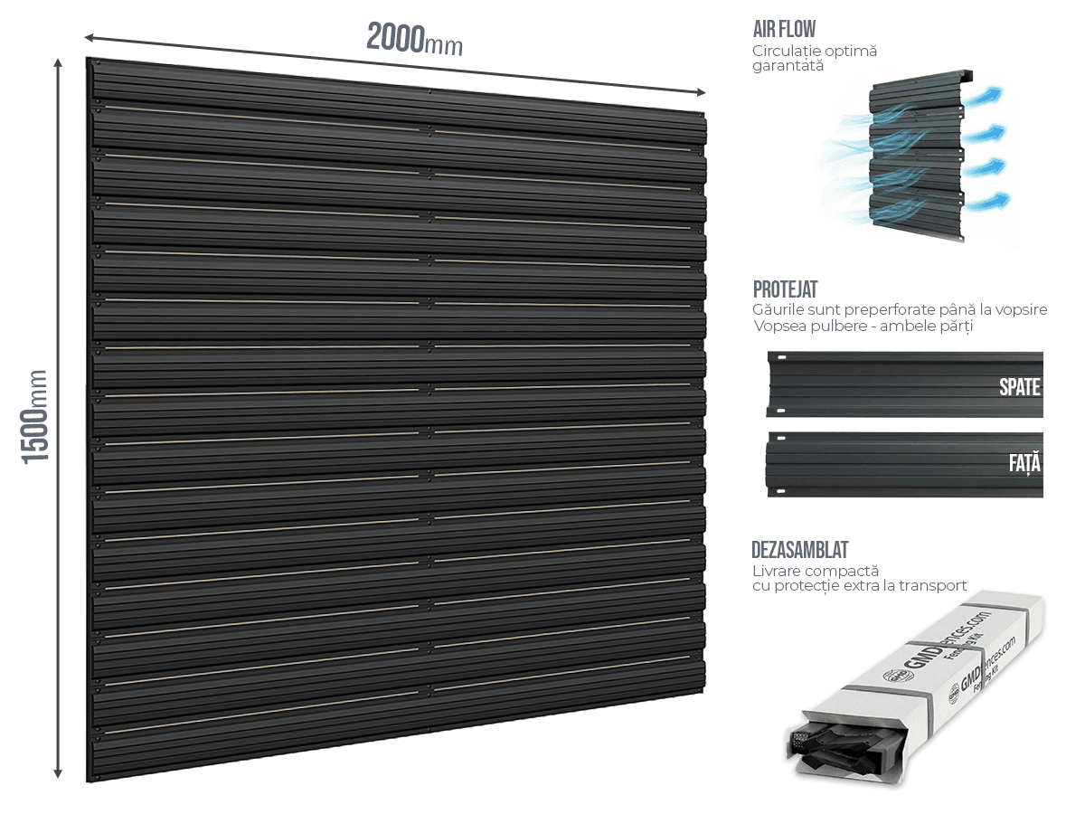 Gard Sipca Orizontal 111 — Gard Șipcă Orizontal 111 Anthracite grey