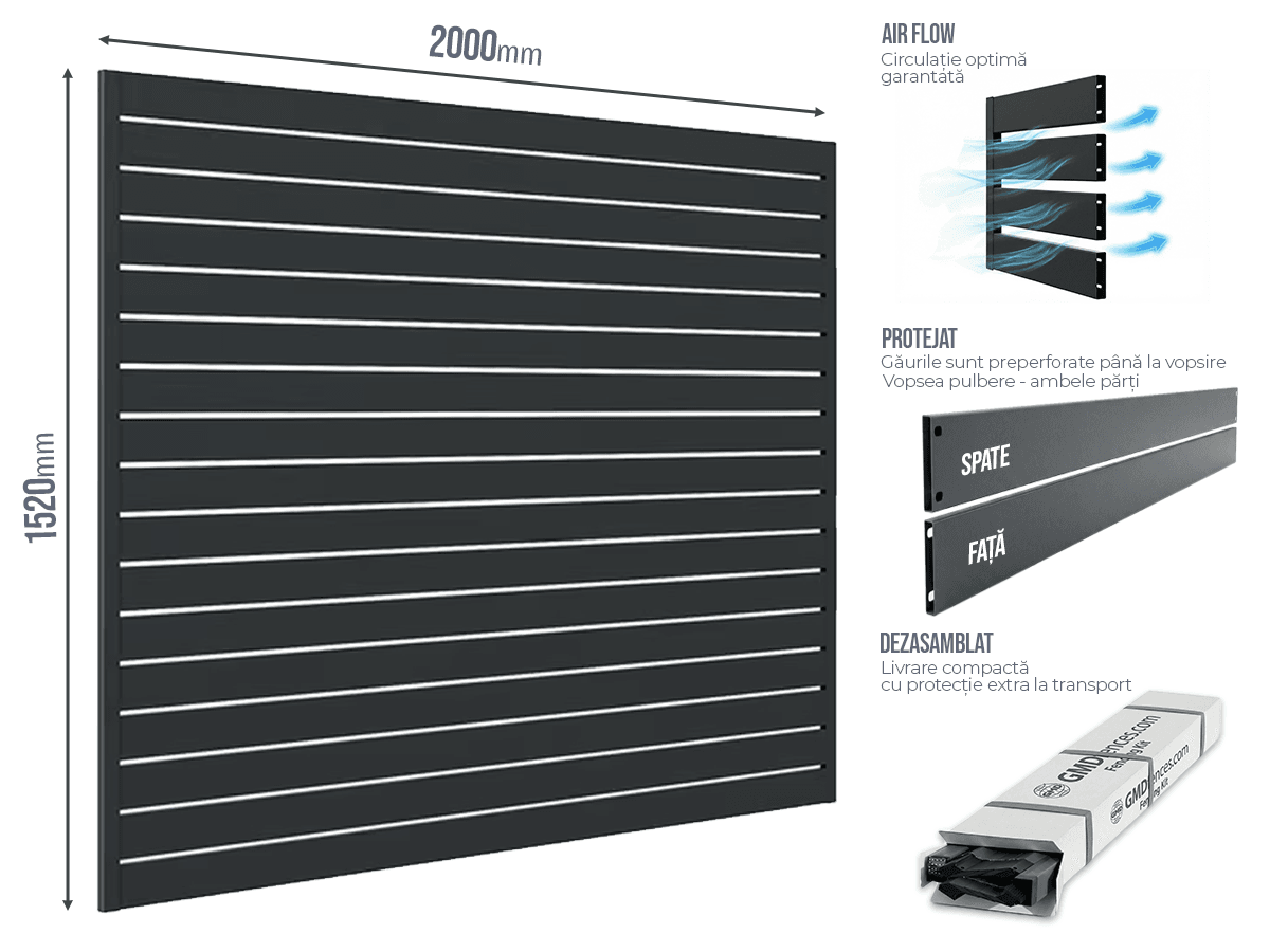 Gard Profilat Orizontal 80mm — Gard Profilat Orizontal Pas 10 Anthracite grey
