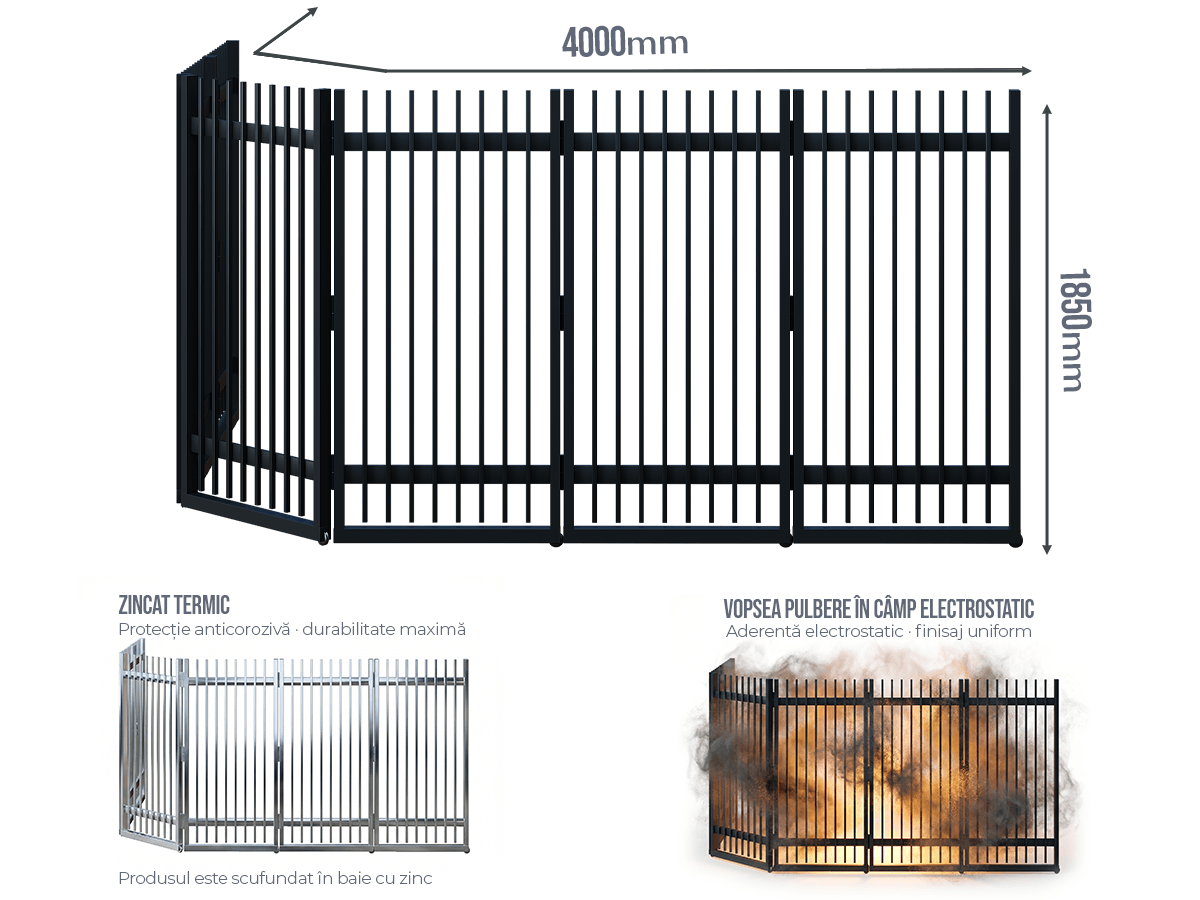 Poartă Glisantă Articulată Profile Verticale 20x20 - Poartă Glisantă Articulată Profile Verticale 20x20 fără stîlpi