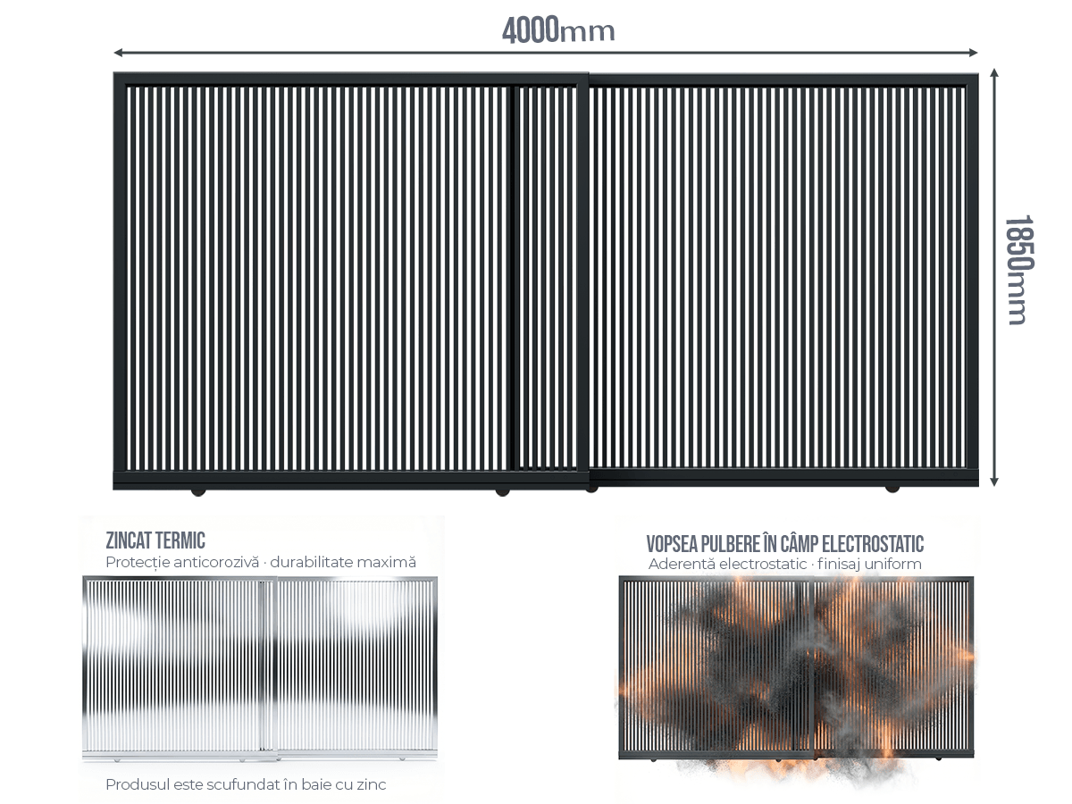 Poartă Glisantă Telescopică Profile Verticale INSIDE - Poartă Glisantă Telescopică Profile Verticale INSIDE fără stîlpi