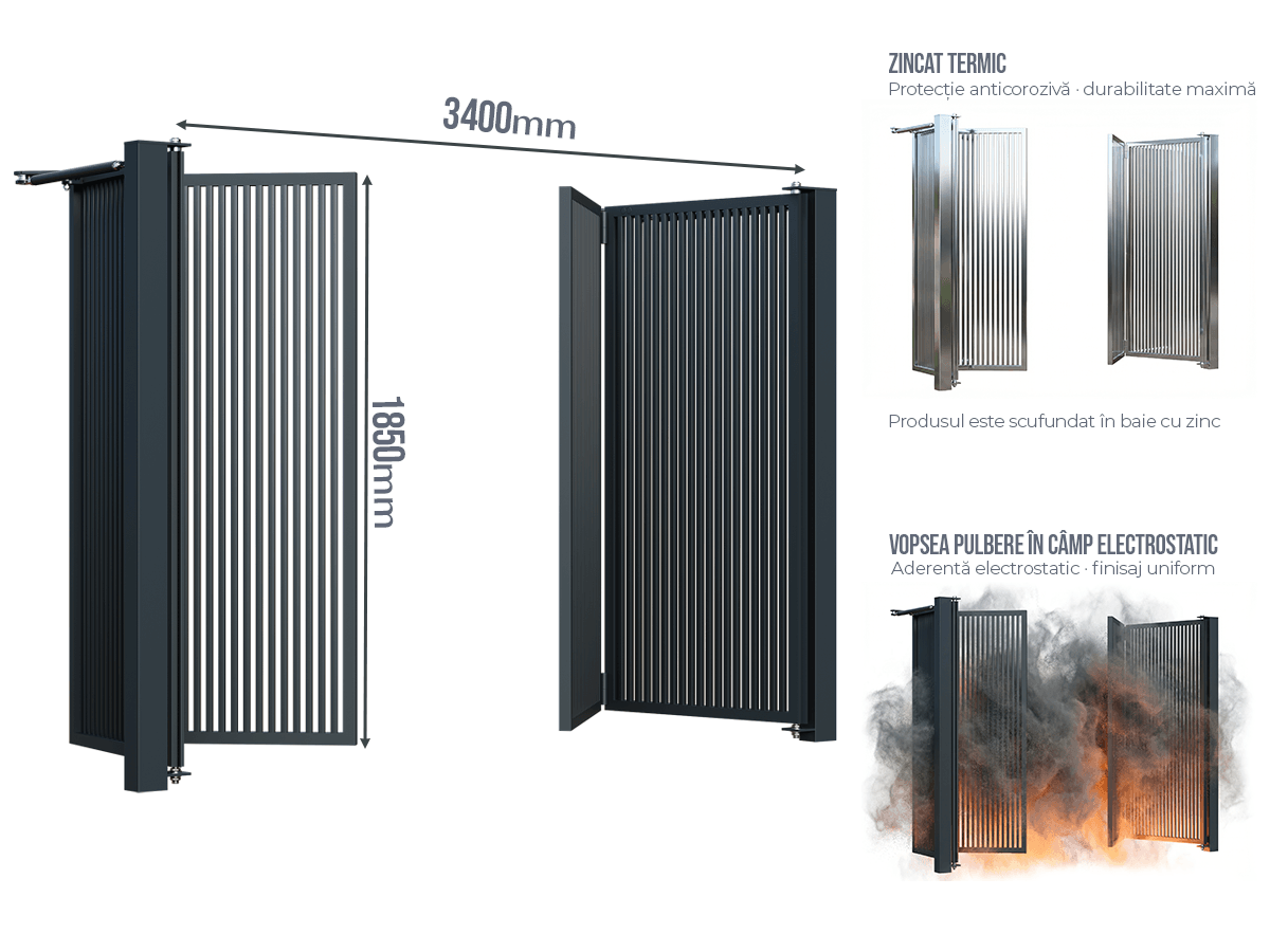 Poartă Bi-Folding Profile Verticale INSIDE - Poartă Bi-Folding Profile Verticale INSIDE fără stîlpi
