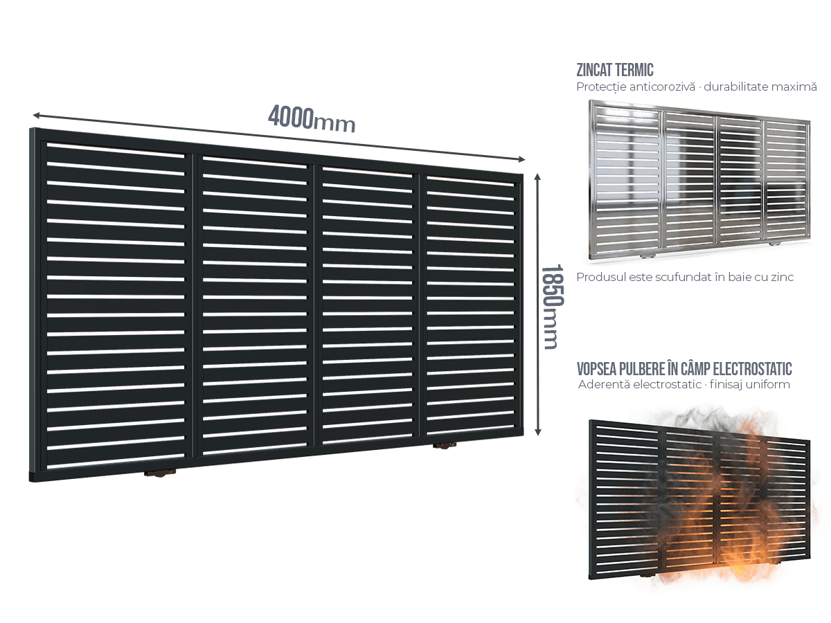 Poartă Glisantă Profile Orizontale - Poartă Glisantă Profile Orizontale fără stîlpi