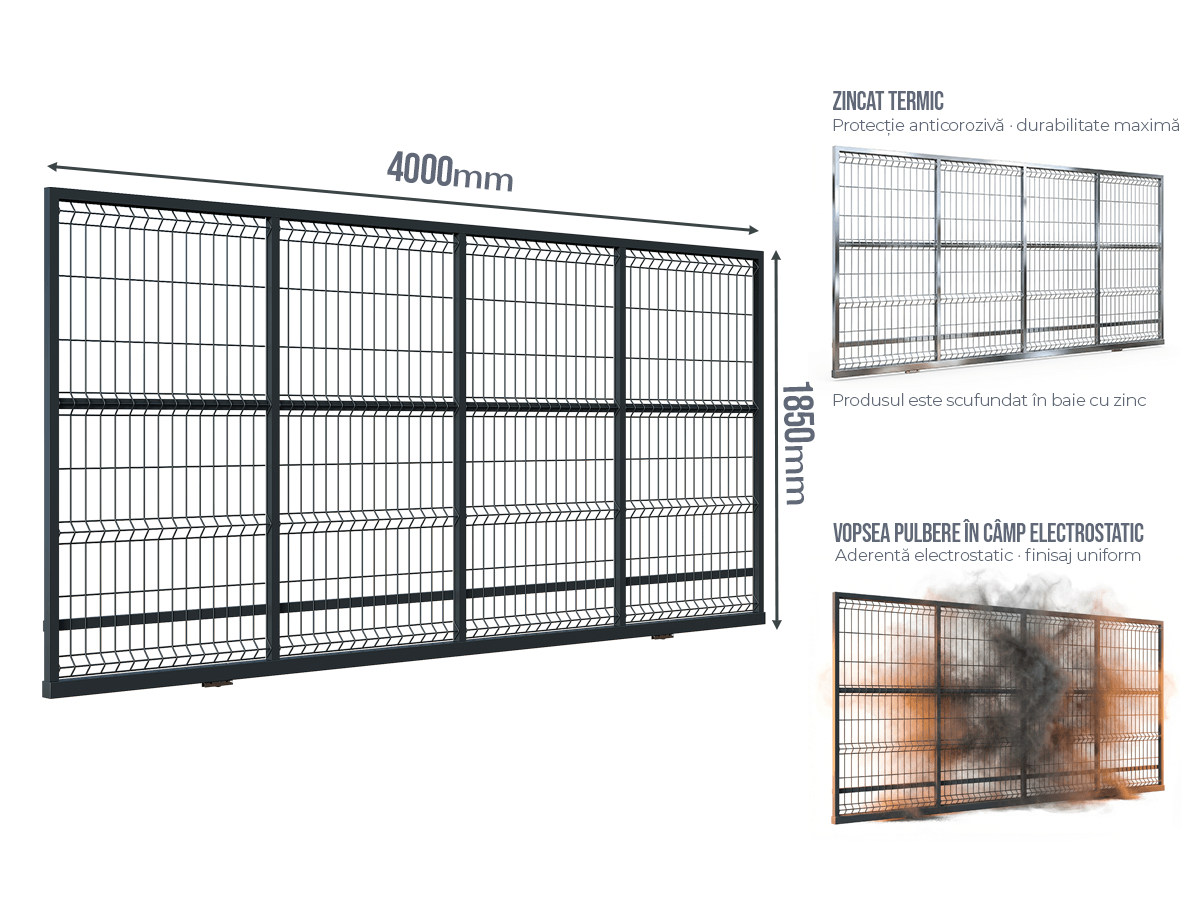Poartă Glisantă Plasă Bordurata - Poartă Glisantă Plasă Bordurata fără stîlpi