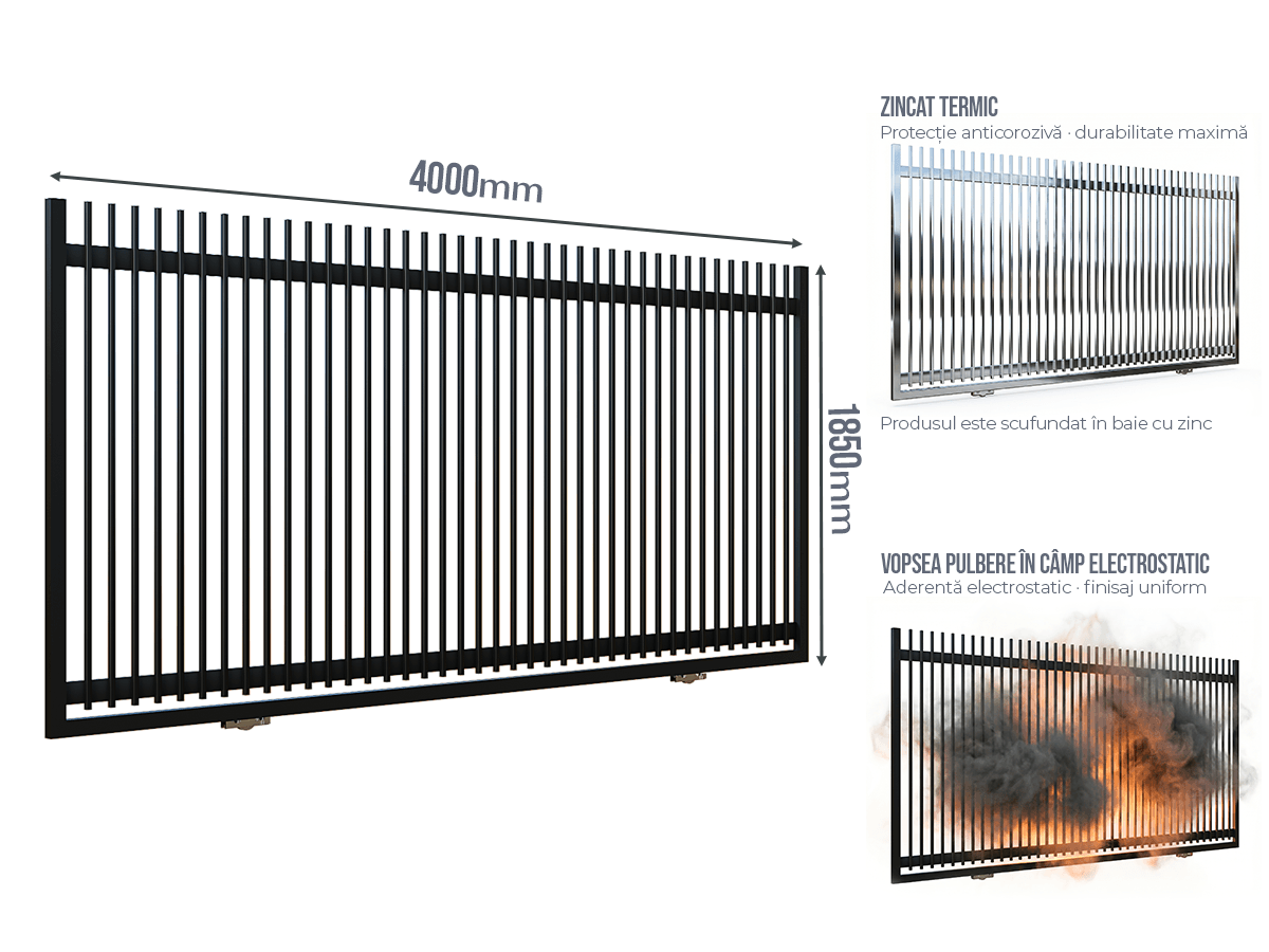 Poartă Glisantă Profile Verticale 20x20 - Poartă Glisantă Profile Verticale 20x20 fără stîlpi