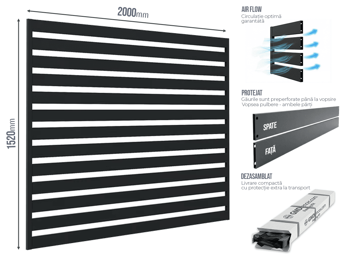 Gard Profilat Orizontal 80mm - Gard Profilat Orizontal Pas 40