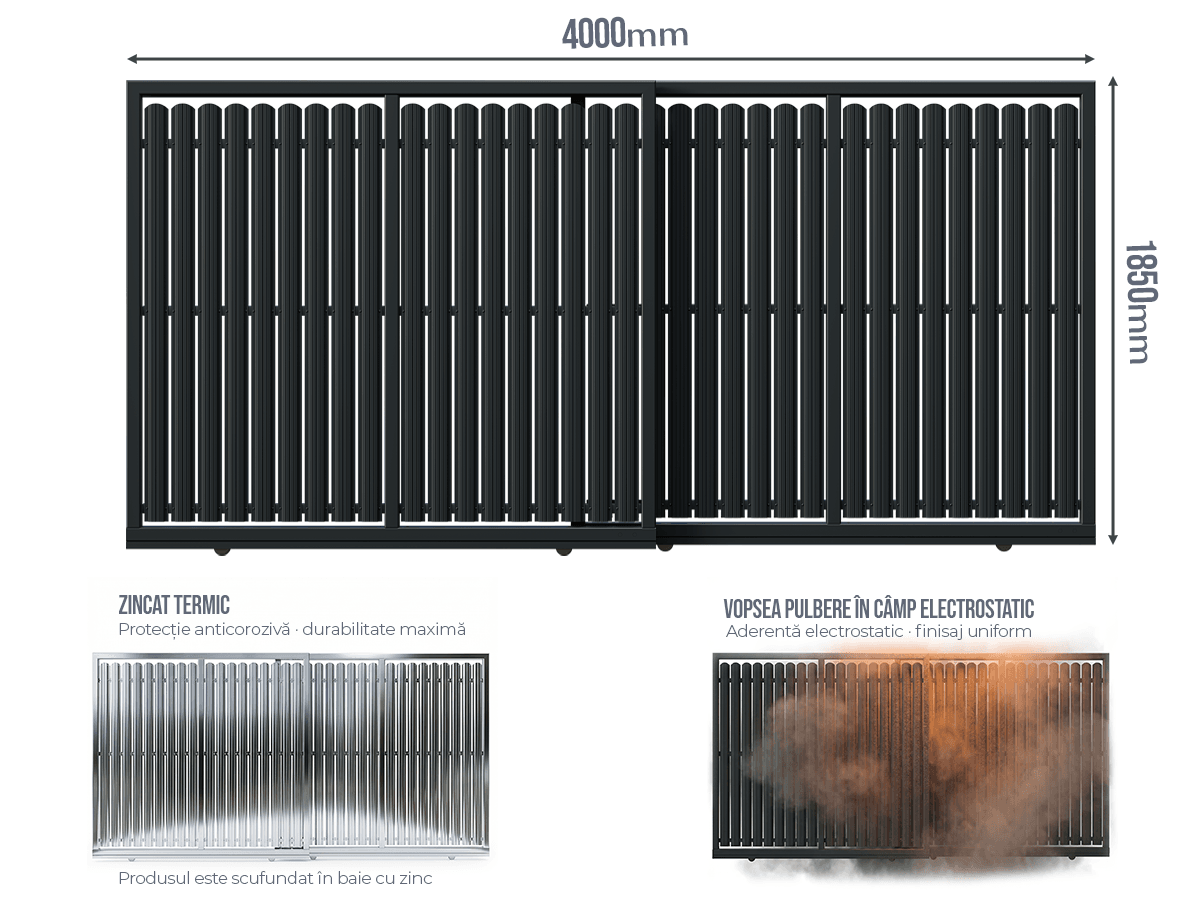 Poartă Glisantă Telescopică Șipcă - Poartă Glisantă Telescopică Șipcă fără stîlpi