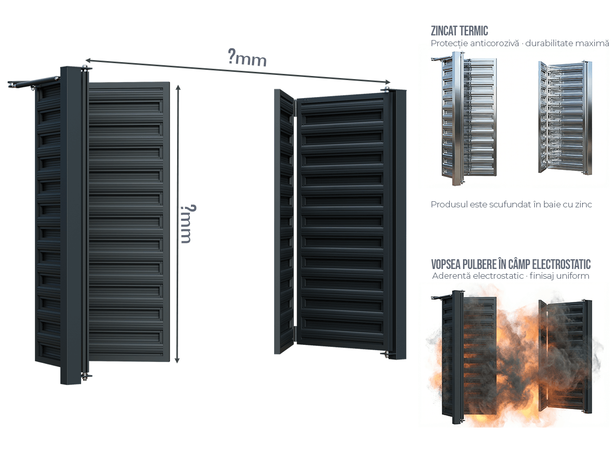 Poartă Bi-Folding Șipcă Orizontală - Poartă Bi-Folding Șipcă Orizontală la COMANDĂ