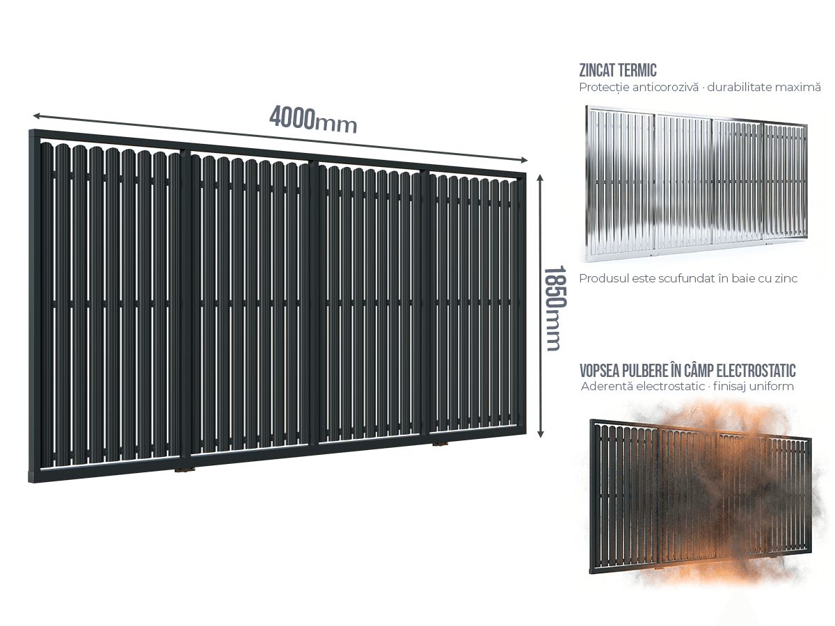 Poartă Glisantă Șipcă - Poartă Glisantă Șipcă fără stîlpi
