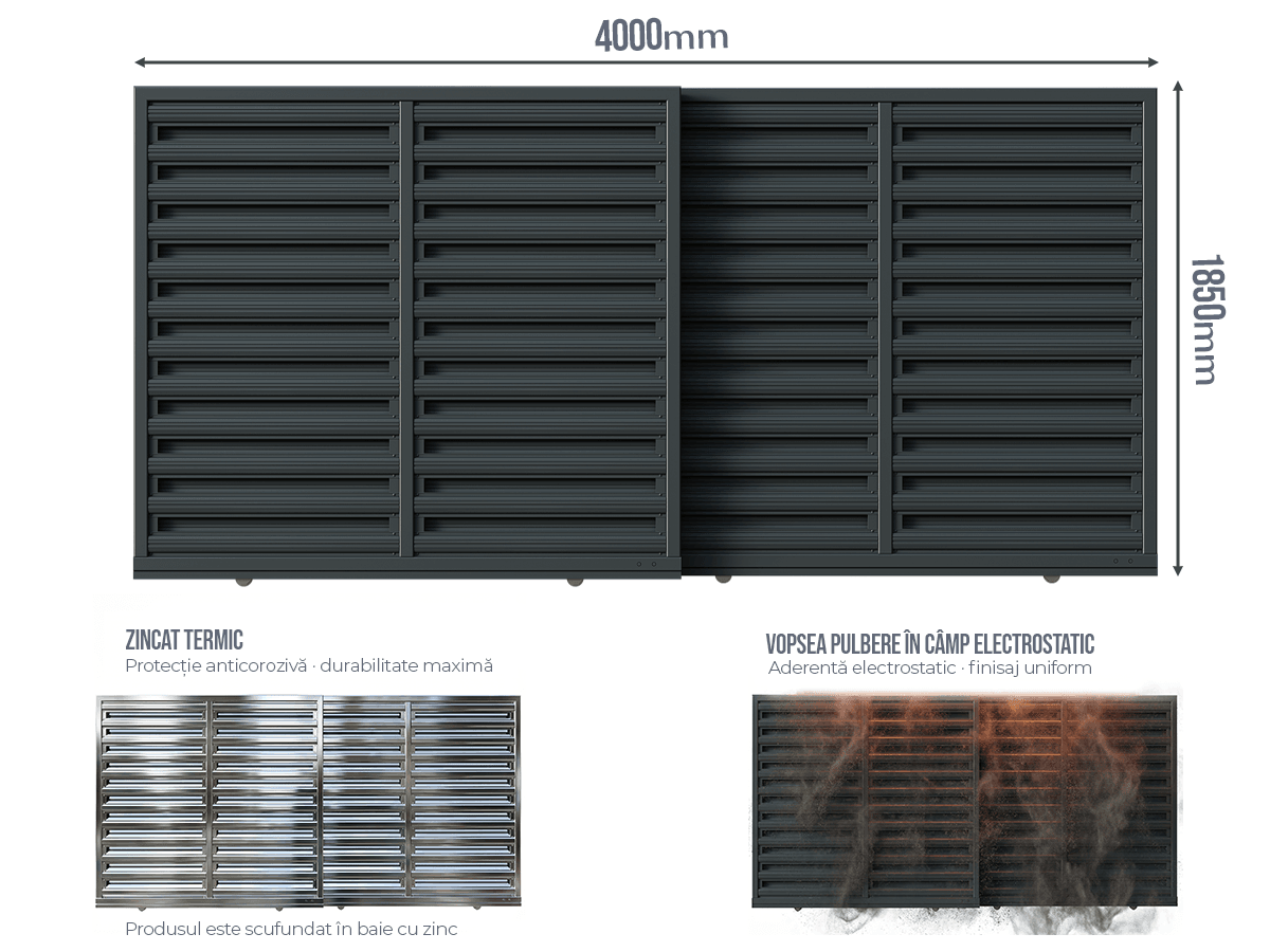 Poartă Glisantă Telescopică Șipcă Orizontală - Poartă Glisantă Telescopică Șipcă Orizontală fără stîlpi
