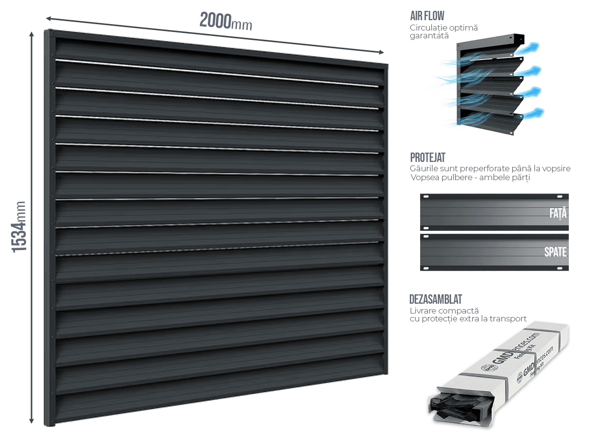 Gard Jaluze 0.45mm — Calitate Comerciala cu Livrare in Romania — Gard Jaluze Pas 110 Anthracite grey