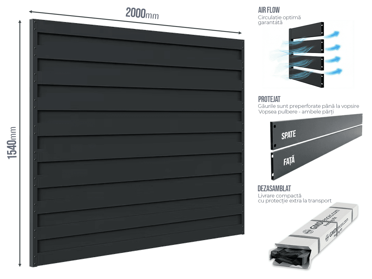 Gard Profilat Orizontal Dublu — Gard Profilat Orizontal DUBLU