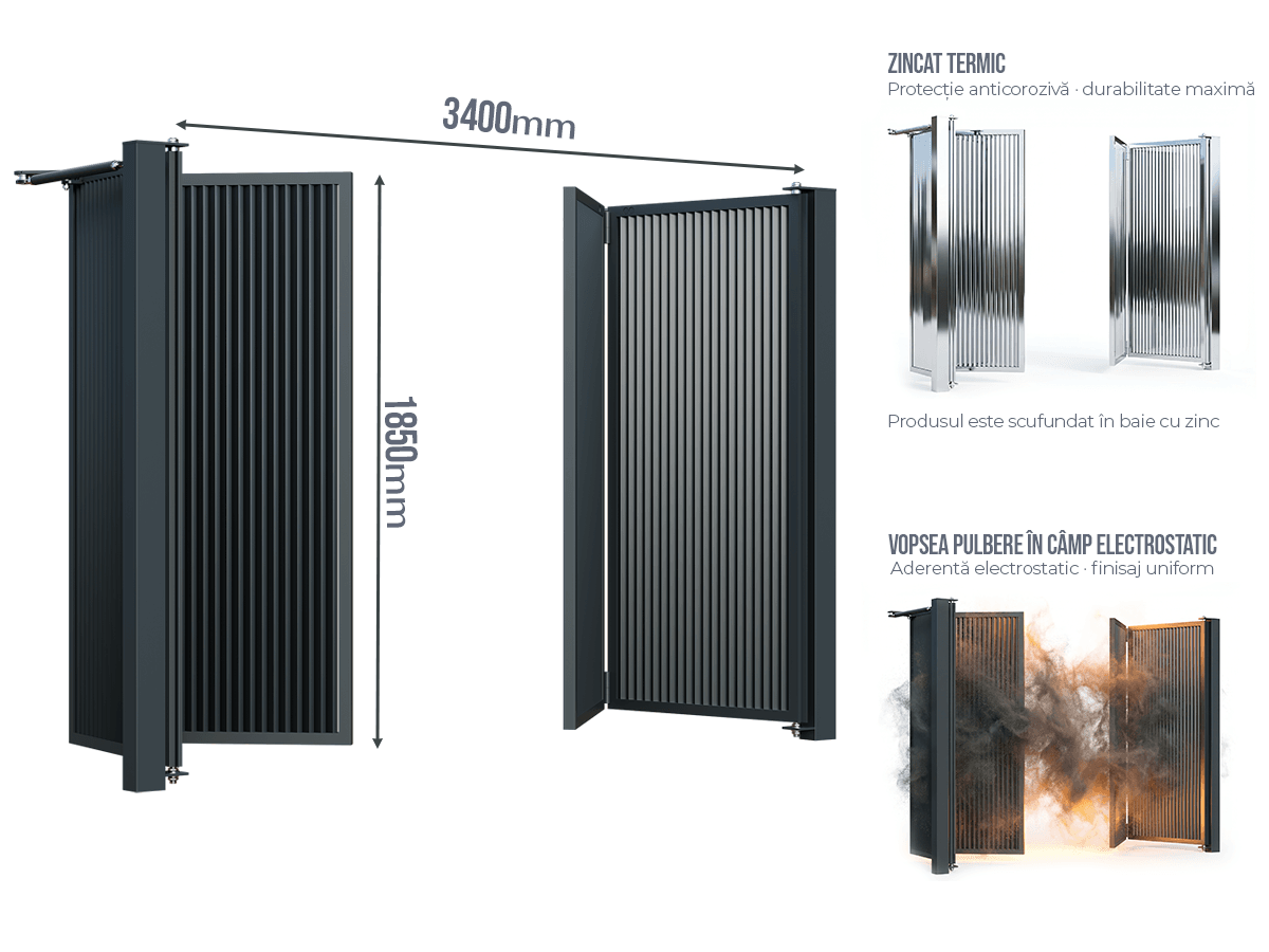 Poartă Bi-Folding Profile Verticale INSIDE U-45 - Poartă Bi-Folding Profile Verticale INSIDE U-45 fără stîlpi