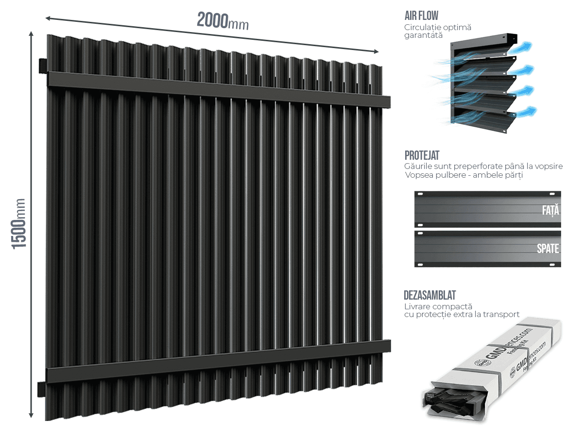 Gard Jaluze Vertical GJ/40 — Design Clasic cu Lamele Verticale — Gard Jaluze Vertical GJ/40 Model-150