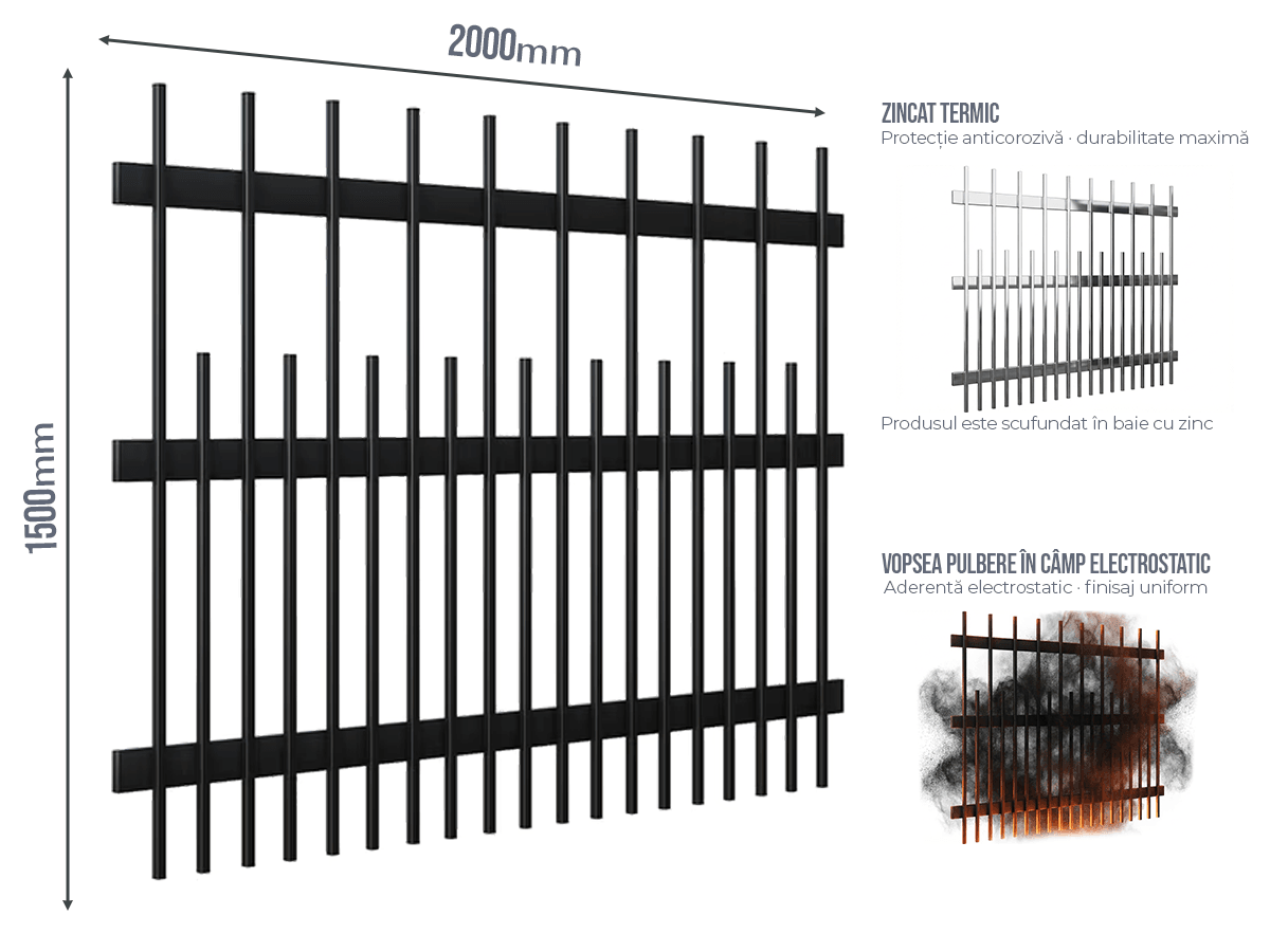 Gard Profilat Vertical 20x20 PAS 180/80 - Gard Profilat Vertical 20x20 PAS 180/80