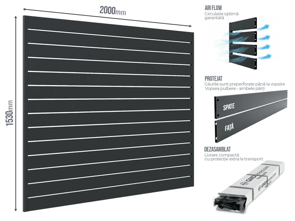 Gard Profilat Orizontal 100mm - Gard Profilat Orizontal Pas 10